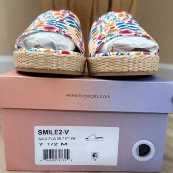 Lisa Vicky Slide Sandal Smile2-V Wild Flower NWT - Picture 3 of 6
